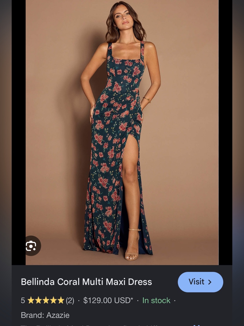 Azazie Belinda Floral Navy Maxi Dress with Rose Print